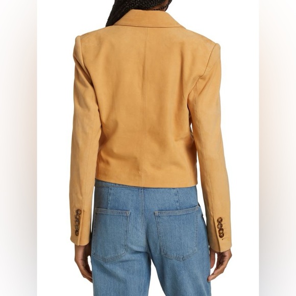 Veronica Beard Nevis Tailored Leather Cropped Blazer - Picture 3 of 10